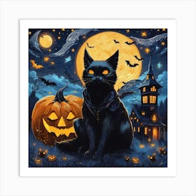 Halloween Cat Art Print