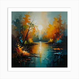 Sunset On The River Art Print