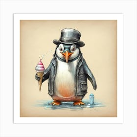 Ice Cream Penguin Art Print