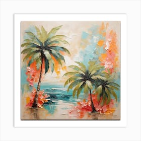 Summer tropical pattern with palm trees 1 Art Print