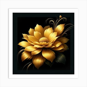 Golden Flower 3 Art Print