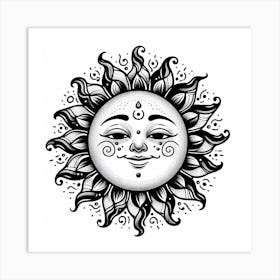 Blackwork Style, The Sun Art Print