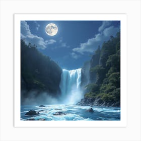 Waterfall - Moon Art Print