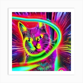 Psychedelic Cat 3 Art Print