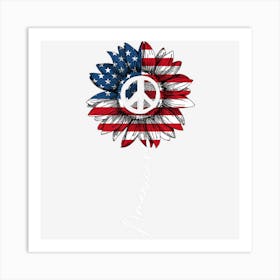 4th Of July Peace Sunflower American Freedom Art Print