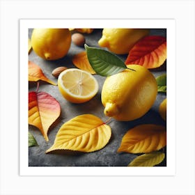 Autumn Leaves And Lemons Art Print