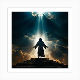 Jesus Walking On The Steps Art Print