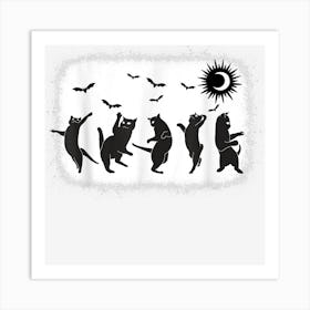 Funny Halloween Black Cat Dancing Under The Moon Costume Art Print