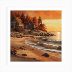 Glowing shoreline Art Print