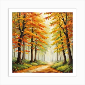 Forest In Autumn In Minimalist Style Square Composition 114 Art Print