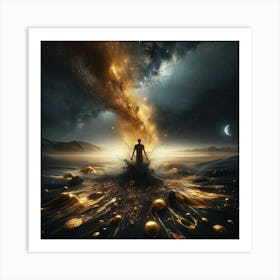 Man Standing On A Mountain Art Print