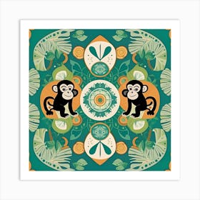 Monkeys In The Jungle 1 Art Print