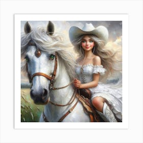 Cowgirl Riding Horse 3 Art Print