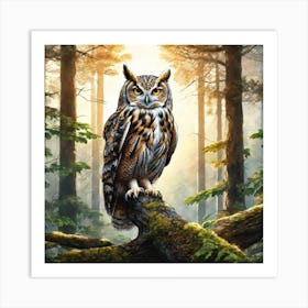 Owl In The Forest 194 Art Print