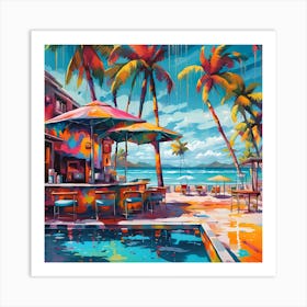 Beachside Bar Serenity By The Pool Art Print