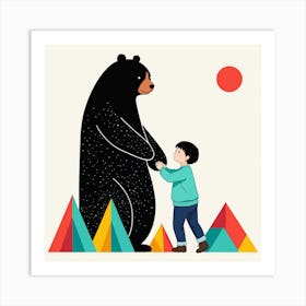 Bear And Boy 2 Art Print