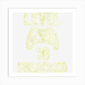 Cute Video Gamer 10th Birthday Gift Level 10 Unlocked Art Print