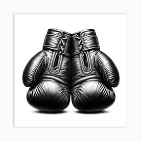 A Black And White Pencil Sketch Of A Pair Of Boxing Gloves 2 Art Print