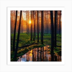 Sunrise In The Forest 31 Art Print