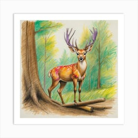 Deer In The Woods 104 Art Print