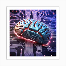 Brain On A Circuit Board 8 Art Print