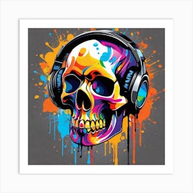 Skull With Headphones 1 Art Print