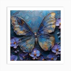 Butterfly On Orchids 2 Art Print