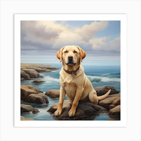 Labrador Retriever Dog Valley art 1 Art Print