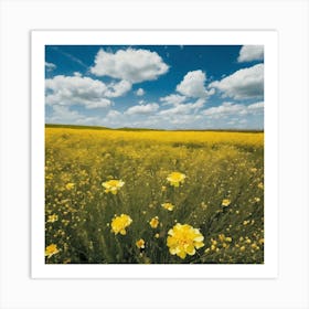 Yellow Flowers In A Field 2 Art Print