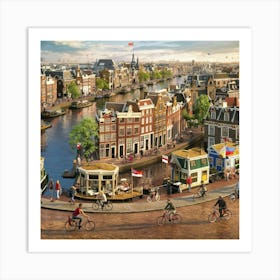 A Panoramic View Of The Bustling City Of Amsterdam Art Print