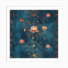 Vesak Banner Texture Featuring Buddhist Symbols 2 Art Print