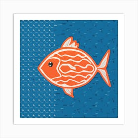 Fish Shaul Nautical Orange (4) Art Print