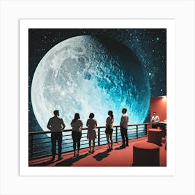 Group Of People Looking At The Moon 2 Art Print