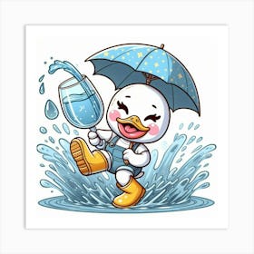 Duck In The Rain Art Print