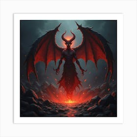 Demon Soul Rising From A Pit Of Glowing Black Magic 1 Art Print