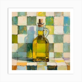 Olive Oil Pastel Checkerboard Background 3 Art Print