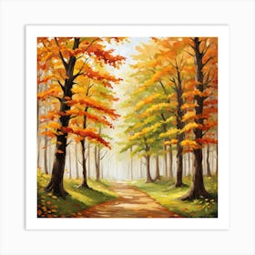 Forest In Autumn In Minimalist Style Square Composition 87 Art Print