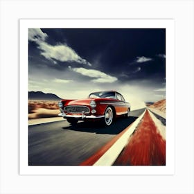 Road Street Fast Transport Speed Auto Wheel Drive Red White Vehicle Car Transportation (1) 2 Art Print