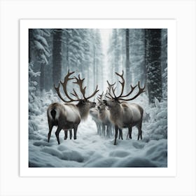 Reindeer In The Snow Art Print