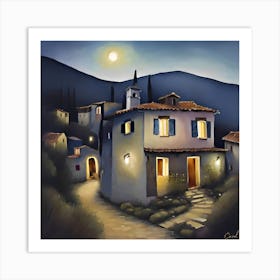 Night In The Village 1 Art Print