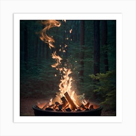 Fire Pit In The Forest Art Print