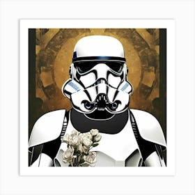 star wars trooper with flower Art Print