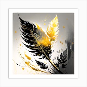 Gold Feathers 2 Art Print