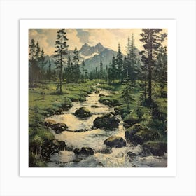 Stream In The Mountains Art Print