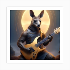 Rockstar Kangaroo With Guitar Art Print