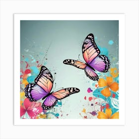 Butterflies And Flowers 19 Art Print