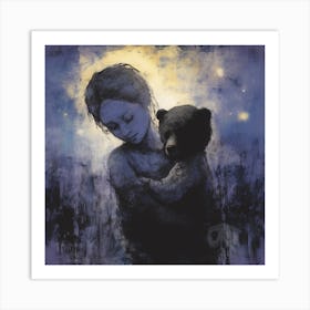 Girl With A Teddy Bear Art Print