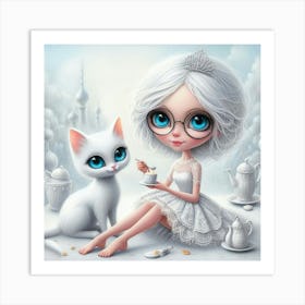 Princess And Cat Art Print