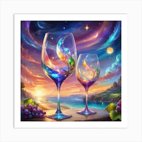 Mythical Galaxies Wine Glasses  Art Print