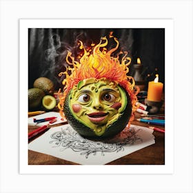 Avocado On Fire Art Print